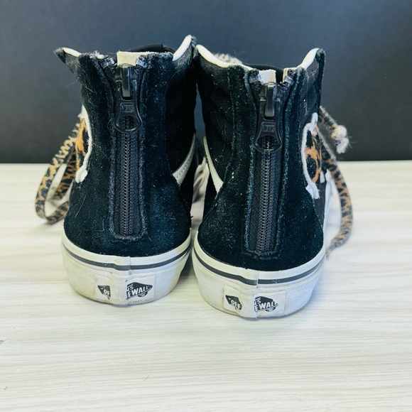 Vans Old Skool Sk8 Hi Zip Back Girl's Size 2.5 Sneakers Black White Leopard - Picture 4 of 4